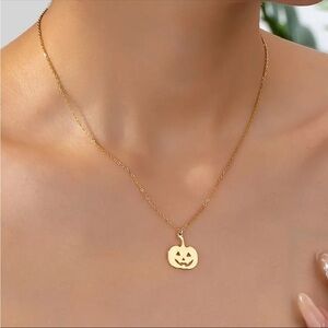Golden Pumpkin Necklace, Gold Pumpkin Halloween Necklace